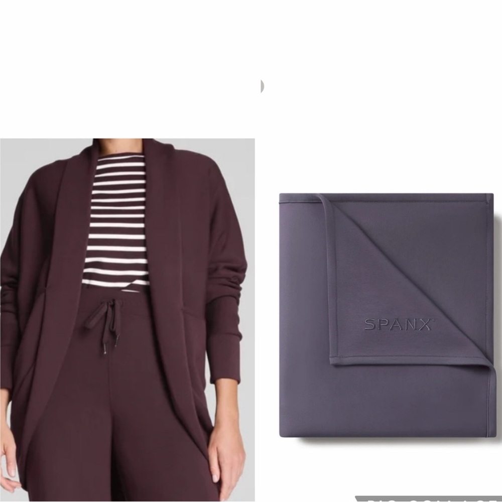 Nwt SPANX BUNDLE AirEssentials
Cocoon Cardigan Truffle Brown/Purple Blanket M/L